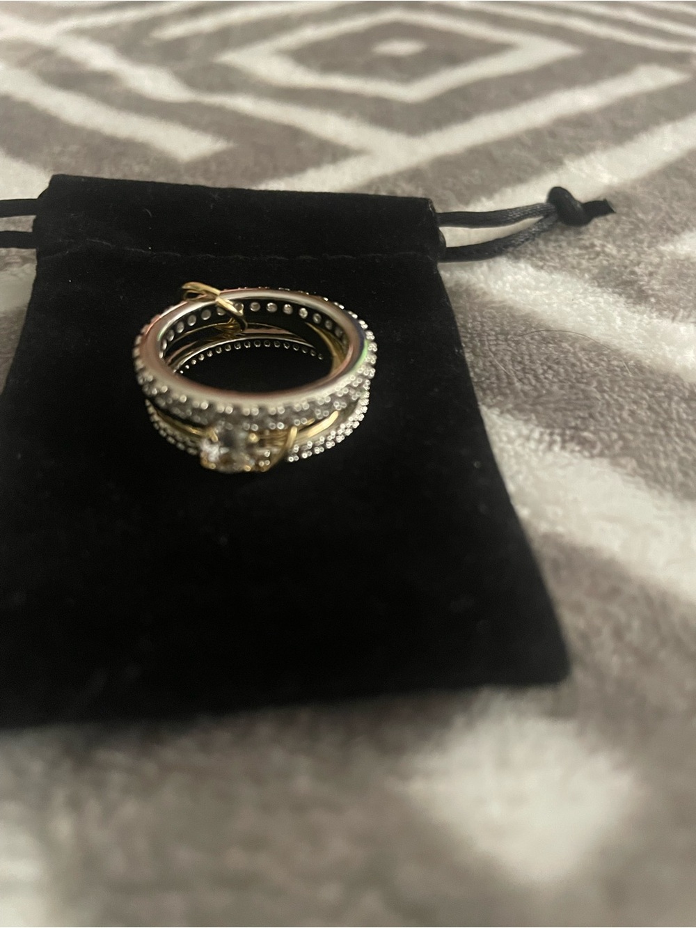 Gold and Silver CZ Stackable Ring Set